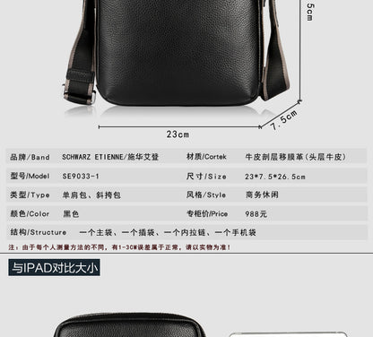 メンズショルダーバッグ 牛皮本革製 ファッション 大容量 斜めがけバッグ