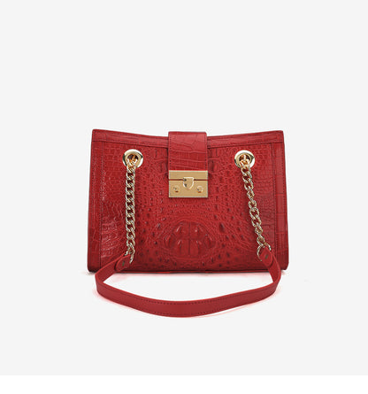 シャムワニ皮 女性バッグ本革バッグファッショントレンドレディースショルダーバッグ脇バッグ チェーンバッグ