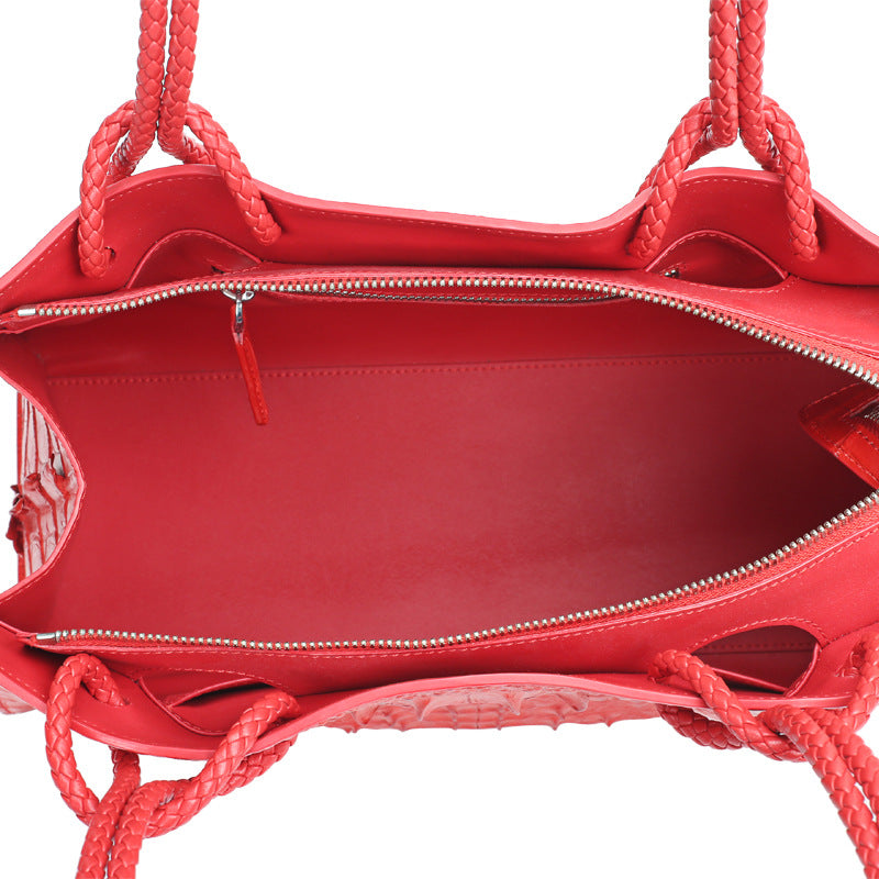 クロコダイル革の大容量レディースハンドバッグおしゃれなシンプルレディースバッグショルダークロスバッグ