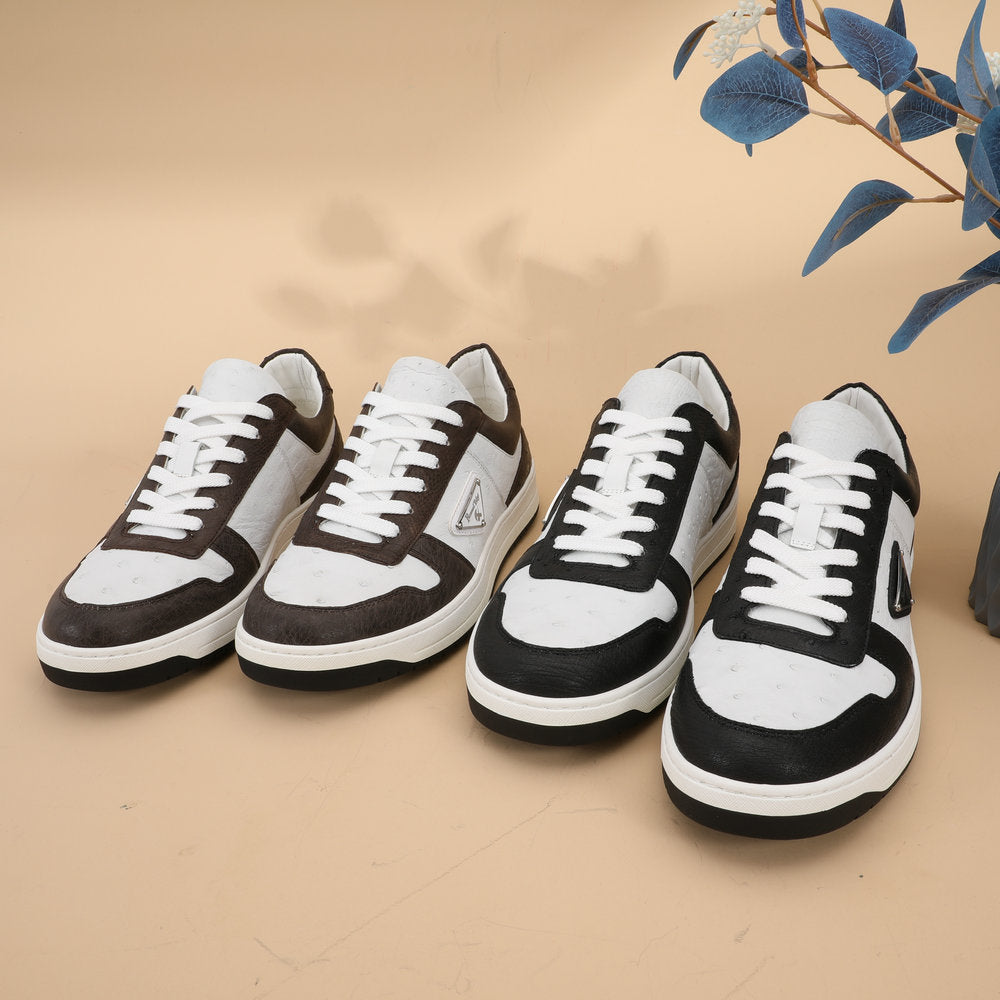 2023 New Ostrich Skin Men's Sneakers Genuine Leather Casual Fashion Men's Shoes 