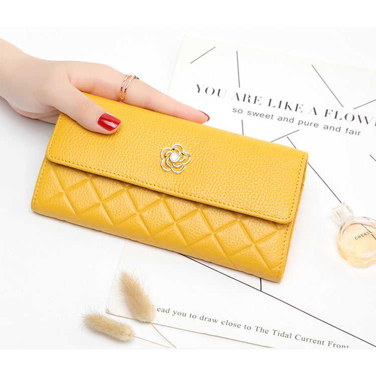 Ladies wallet cowhide clutch bag mobile pouch long wallet genuine leather wallet fashion