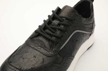 ダチョウ皮 男性靴 本革シンプル ファッション カジュアルシューズ