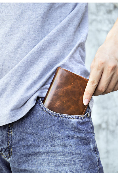 メンズ 短財布 牛皮本革製 rfid盗難防止カードバッグ レトロ男性用ウォレット