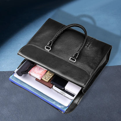 メンズハンドバッグ 本革製牛皮 ファッション ビジネス 大容量 ビジネス ブリーフケース パソコンバッグ 手編み メンズ手提げかばん