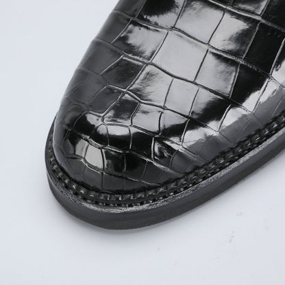 ワニ皮本革製メンズ革靴 カジュアル ビジネスシューズ