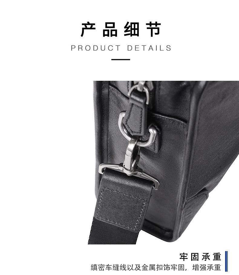 Men's handbag, genuine cowhide leather, crossbody bag, business, large capacity briefcase, computer bag 