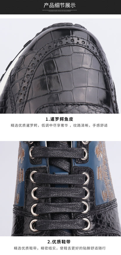 Crocodile leather genuine leather men's sneakers anti-slip fashion casual shoes men's shoes 