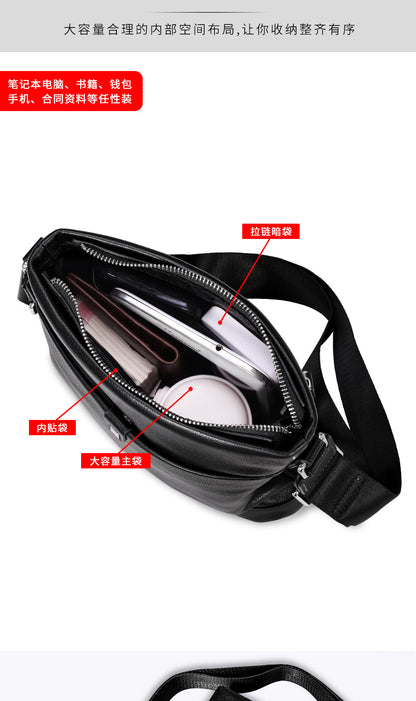 メンズショルダーバッグ 牛皮本革製 大容量 カジュアル男性用バッグ