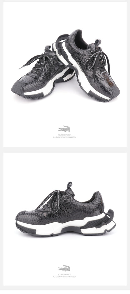 Taisham Crocodile Skin Genuine Leather Men's Sneakers Fashion Men Shoes 