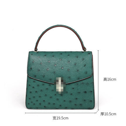 ダチョウ革のハンドバッグカジュアルなオールインワンショルダーバッグはチェーンバッグを斜めにまたぐことができます