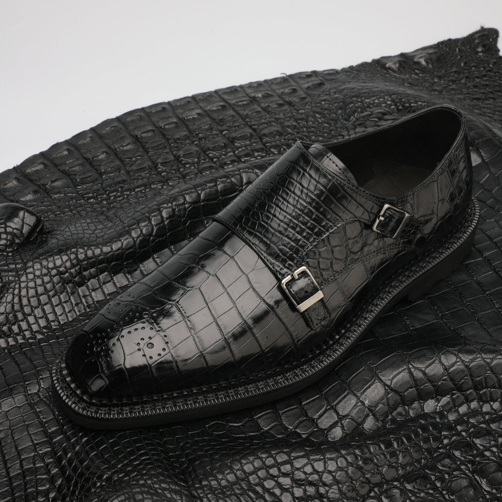 新型ワニ腹の皮メンズ革靴 本革 優れた通気性ゴム底 ビジネスシューズ