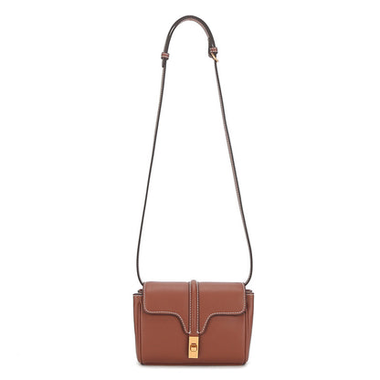 レトロ風本革レディースバッグ純色ショルダーバッグ斜めがけバッグ 何とでも合う