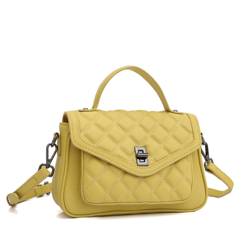 小方形バッグフランスの気質菱格子ハンドバッグスショルダーバッグ牛革女性バッグ