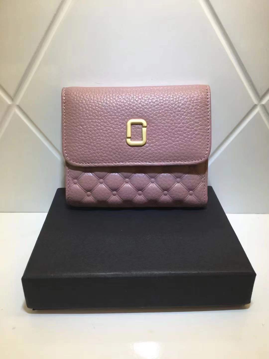 Short Length Ladies Cowhide Check Wallet Fashion Multifunctional Wallet Trifold Wallet