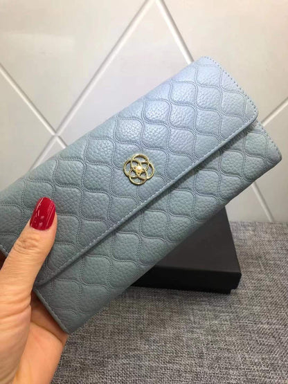 Ladies wallet fashion check cowhide wallet simple ladies bifold wallet bag