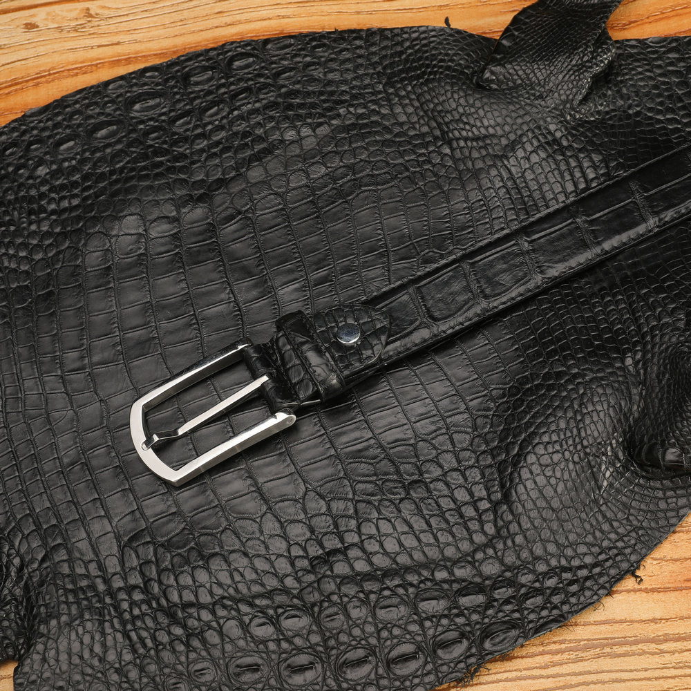 ワニ皮ベルト本革男女兼用3.4cm カジュアルベルト