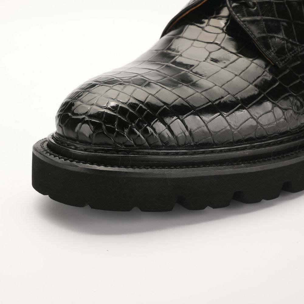 新型ワニ腹の皮メンズ革靴 本革 高品質 厚底 ビジネスシューズ