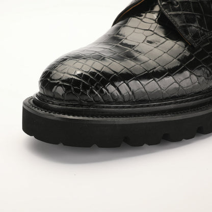 新型ワニ腹の皮メンズ革靴 本革 高品質 厚底 ビジネスシューズ