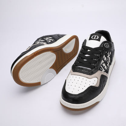 Crocodile Skin Genuine Leather Men's Sneakers Fashion Casual Shoes Rubber Sole Excellent Breathability Men's Shoes 