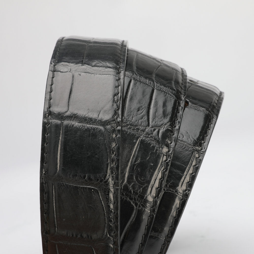 ワニ皮ベルト本革男女兼用3.4cm カジュアルベルト