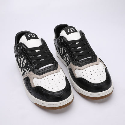 Crocodile Skin Genuine Leather Men's Sneakers Fashion Casual Shoes Rubber Sole Excellent Breathability Men's Shoes 