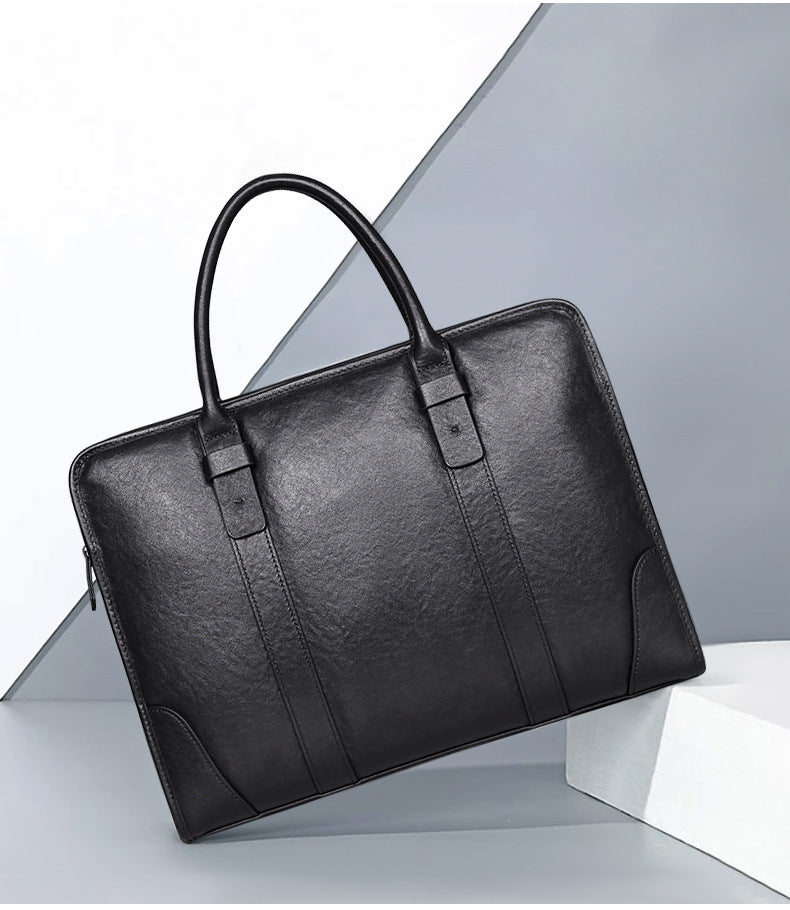 Men's handbag, genuine cowhide leather, crossbody bag, business, large capacity briefcase, computer bag 
