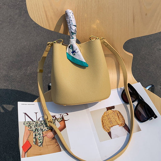 Genuine leather bucket bag women's fashion large capacity crossbody bag handbag fashion