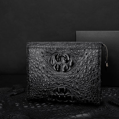 Siamese crocodile skin men's handbag genuine leather large capacity casual business men's bag 