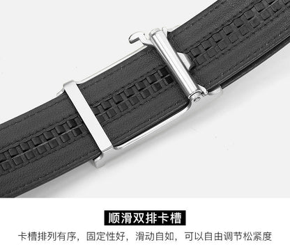 ダチョウの皮メンズベルト本革ビジネスカジュアル自動バックル幅3.4cm高品質男性ベルト