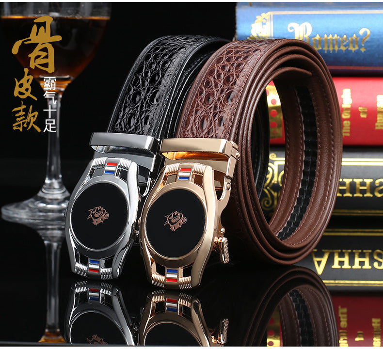 Men's Belt Crocodile Skin Genuine Leather Automatic Buckle Fashion Casual High Quality Men Belt 