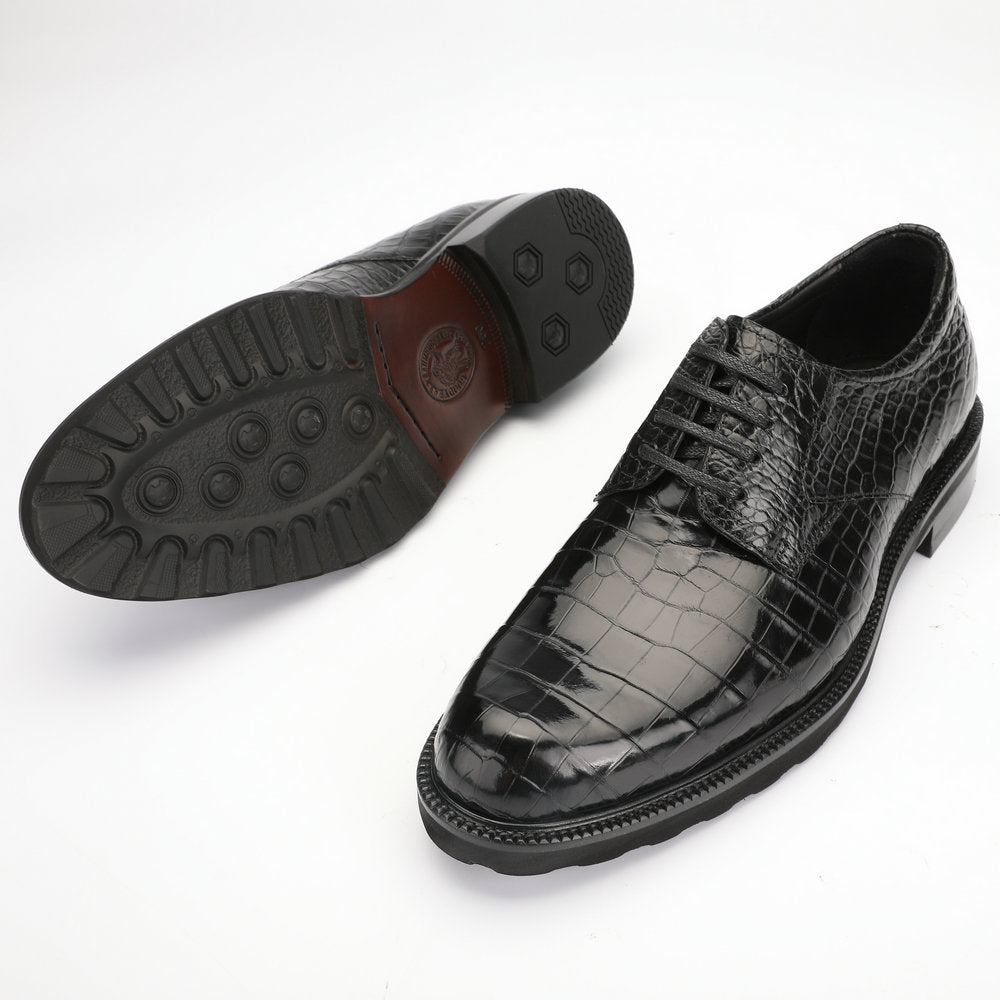 メンズ革靴 本革製 ワニ腹の皮 滑り止め 耐摩耗ビジネス シューズ正装スーツシューズ