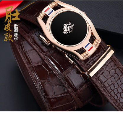 Men's Belt Crocodile Skin Genuine Leather Automatic Buckle Fashion Casual High Quality Men Belt 