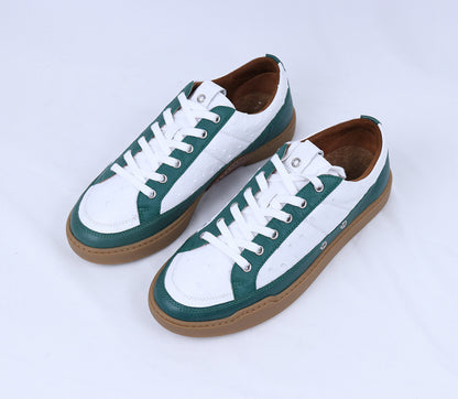 南アフリカ ダチョウの皮 本革 メンズスニーカー スポーツカジュアルシューズ 平底靴