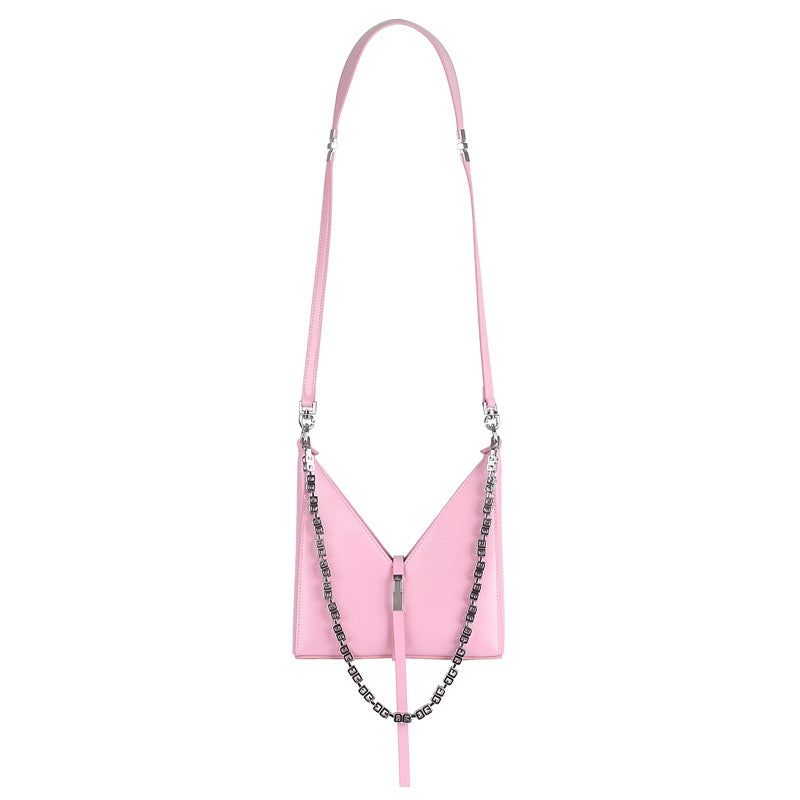 V型チェーンバッグわきの下バッグ本革ショルダーバッグおしゃれレディースバッグ