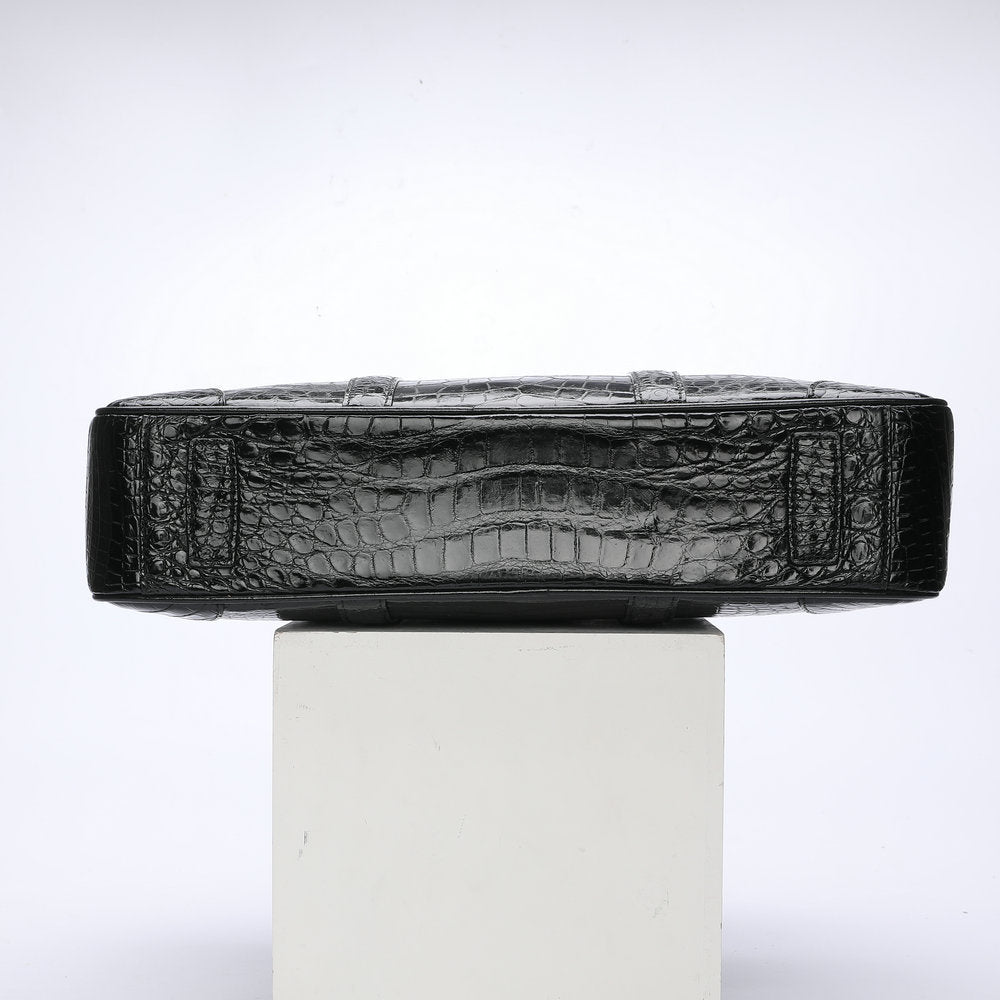 シャムワニ腹の皮 本革 メンズブリーフケース 高品質 男性用オフィスバッグ ビジネスバッグ ファイルバッグ 手提げかばん