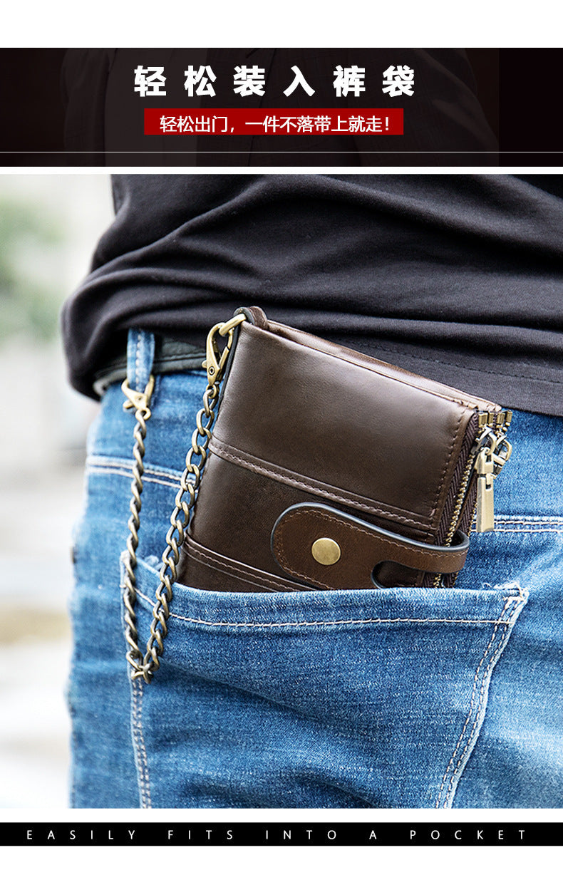 メンズ短財布 牛皮本革製 レトロ RFID盗難防止 カードバッグ