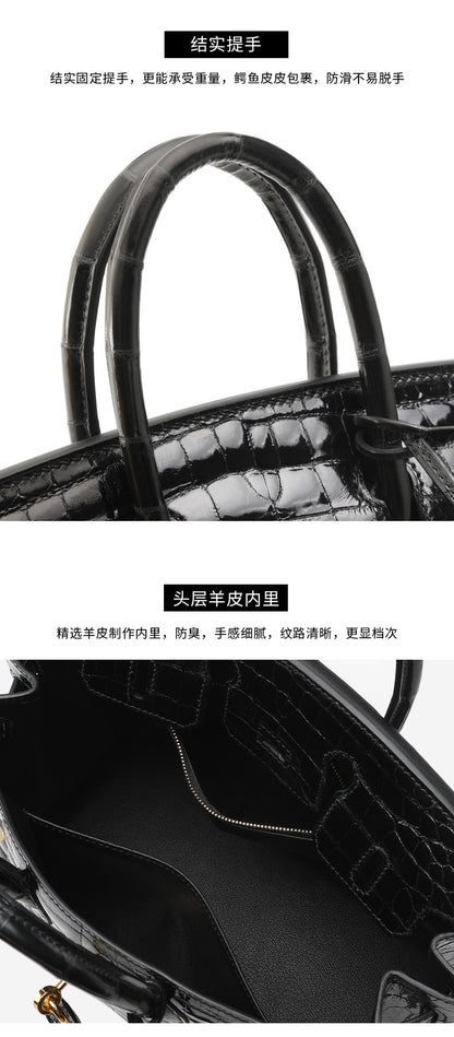 Crocodile skin women's bag trend Hand-sewn handbag Leather tote bag High quality that goes with anything