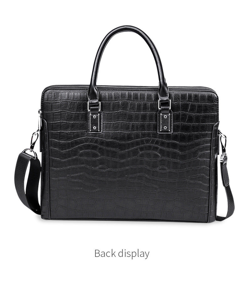 メンズブリーフケース ハンドバッグ 牛皮 本革製 パソコンバッグ ビジネス 大容量 ファッション ワニの紋 男性用手提げかばん