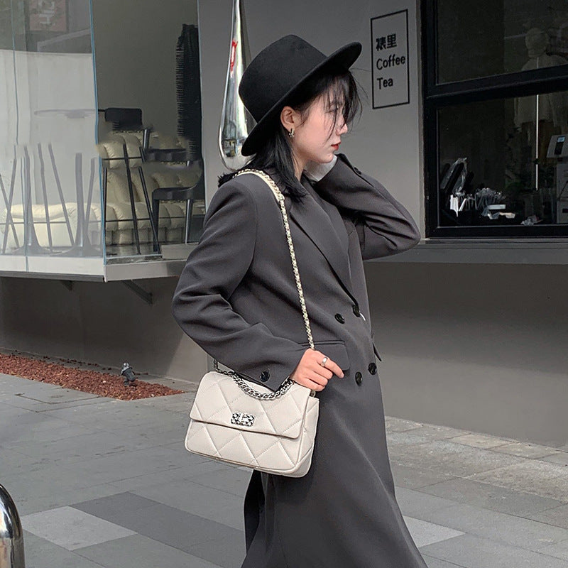 レディースバッグ菱格チェーンバッグ小方形バッグ斜め掛けバッグシングルショルダーバッグ ファッション