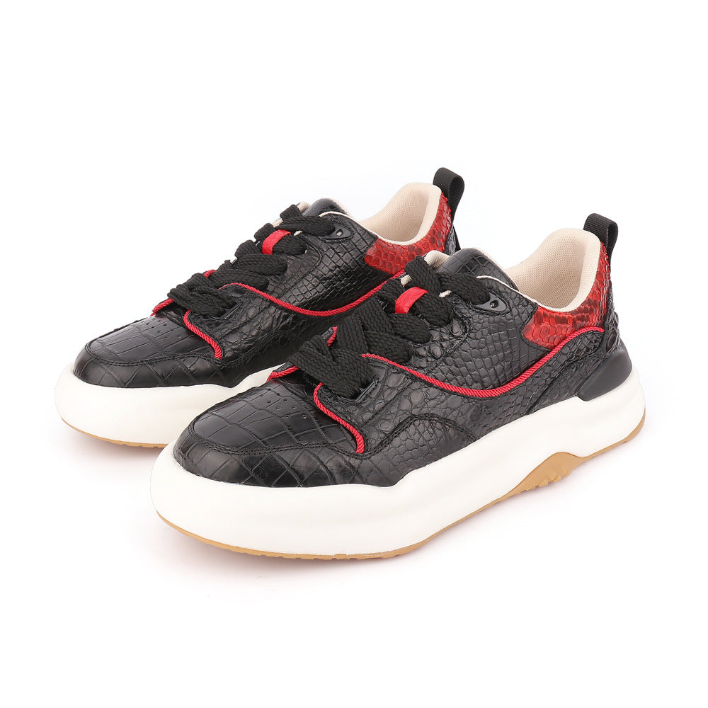 Men's Casual Shoes Crocodile Skin Genuine Leather Fashion Wear-resistant Men's Shoes 