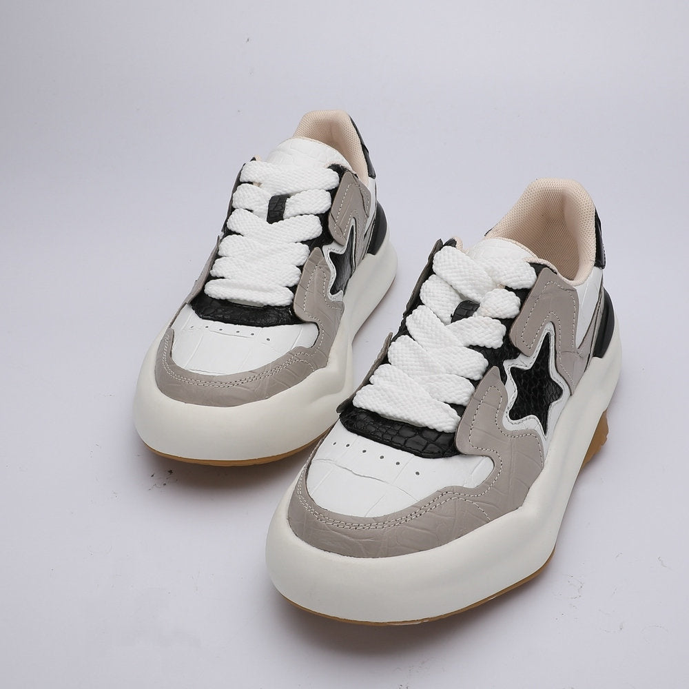 Men's Crocodile Belly Skin Casual Shoes, Genuine Leather, Fashion, Thick Sole, Anti-Slip Sneakers, Men's Sports Shoes 