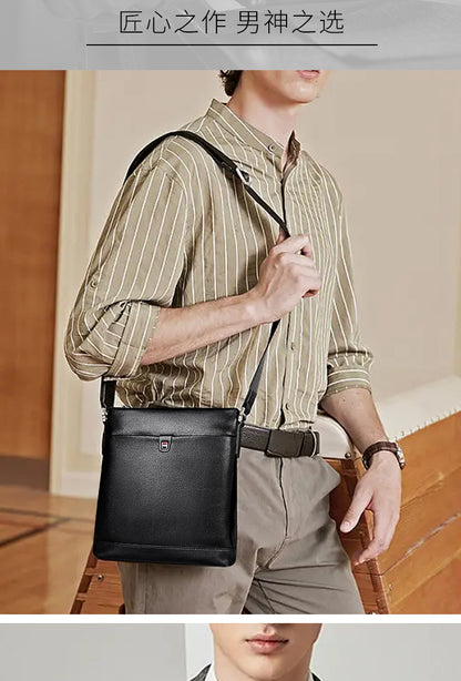 メンズショルダーバッグ 牛皮本革製 大容量 カジュアル男性用バッグ