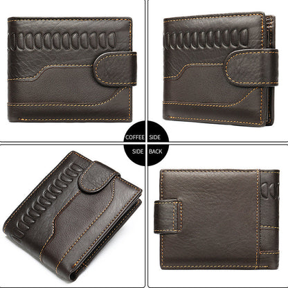 メンズ短財布 牛皮本革製 レトロ 多機能 男性用カードバッグウォレット