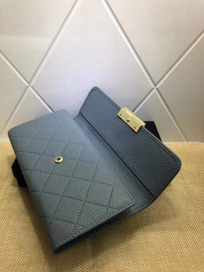 Ladies genuine leather long wallet check wallet cowhide clutch bag mobile pouch fashion 