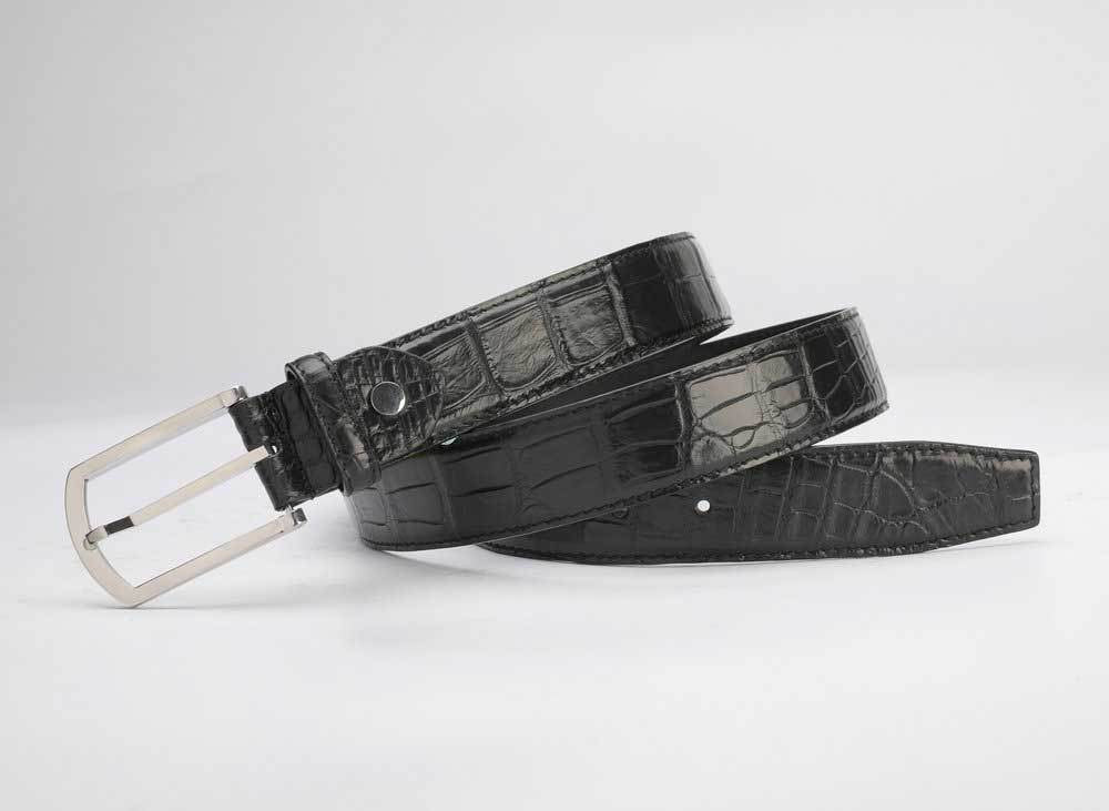 ワニ皮ベルト本革男女兼用3.4cm カジュアルベルト