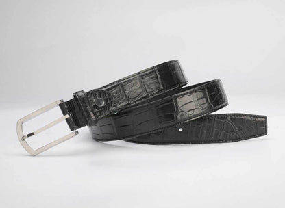 ワニ皮ベルト本革男女兼用3.4cm カジュアルベルト