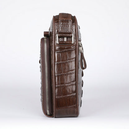 シャムワニ皮ショルダーバッグ  本革 出張オフィス ビジネス 斜めがけメンズバッグ