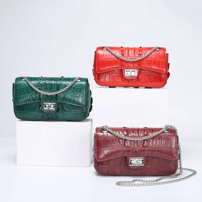 トランペット  レディース  チェーンバッグ  シャムワニ皮 斜めがけバッグ