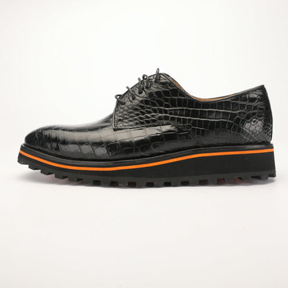 新型ワニ皮メンズ革靴 本革カジュアル厚底 滑り止め ビジネスシューズ