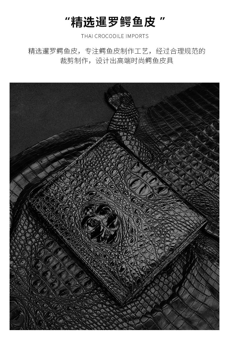 Siamese crocodile skin men's handbag genuine leather large capacity casual business men's bag 